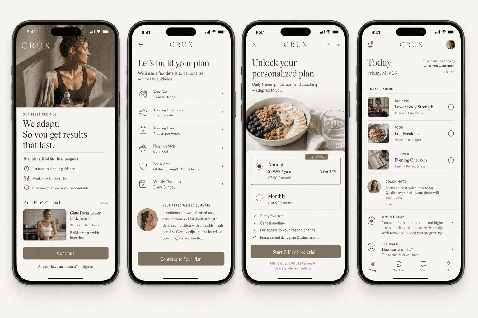 Approved Crux mobile Today flow mockup